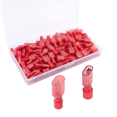 Immagine di QitinDasen 80Pcs Connettori a Cavo Rapido, Set di Terminali Crimpare Nylon Completamente Isolati, Connettore Vanga Maschio e Femmina (10A / 22 16 AWG, 40 Paia Rosse)