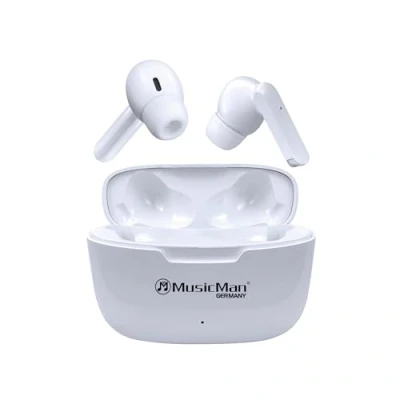 Immagine di Music Man BT X63 Cuffie In Ear Bluetooth Stereo Bianco headset con microfono, Custodia di ricarica, controllo touch