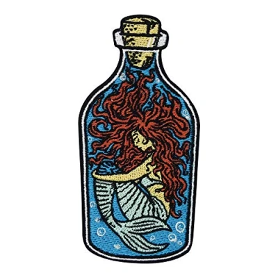 Immagine di Toppa termoadesiva a forma di sirena in bottiglia, per giacche jeans