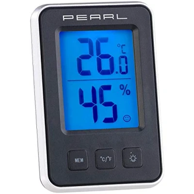 Immagine di PEARL Termometro per auto: Termometro/igrometro digitale con display comfort e LCD (Digitale Thermo igrometro)