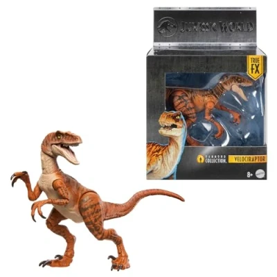 Immagine di Mattel Jurassic World Hammond Collection, Dinosauro Atrociraptor Tiger, dettagli autentice e articolazioni, JDJ09
