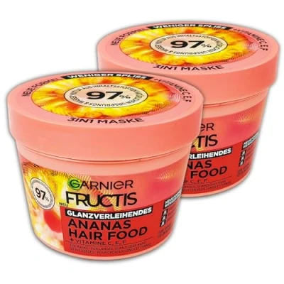 Immagine di Garnier Fructis Maschera per capelli ananas, lunghi e senza lucentezza, una maggiore morbidezza contro meno doppie punte, extra complesso lipidico, estratto di ananas biologico,
