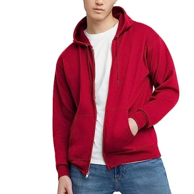 Immagine di Hanes Felpa con Cappuccio da Uomo EcoSmart Fleece Full Zip per Uomo, Cappuccio, Rosso Profondo, L