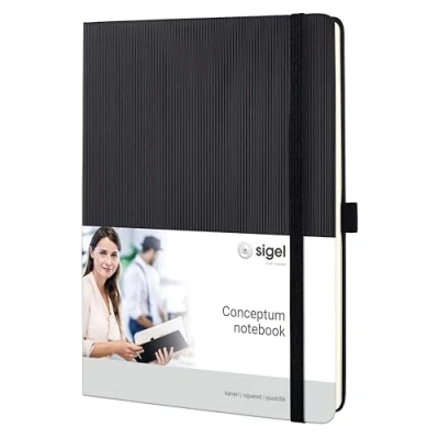 Immagine di SIGEL CO117 Taccuino premium con quadretti, formato tablet, copertina rigida, nero, Conceptum