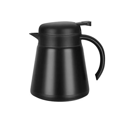 Immagine di Luvan 0.8L Caraffa Termica, in Acciaio Inox 18/10 brocca/Thermos a Doppia Parete, isolata sotto Vuoto, con Coperchio Pressione,conservazione Freddo o Caldo per più di 12 ore(Nero)