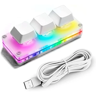 Immagine di Ecarke Tastiera OSU da gioco 3 tasti, Mini USB a tasti meccanica per PC Macro di programmazione con software HID standard.