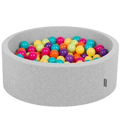 Immagine di KiddyMoon 90X30cm/200 Palline Piscina di Colorate ∅7Cm per Bambini Quarto Angolare in EU, Grigio Ch:Verde Ch/Giallo/Turch/Aranc/Rosasc/Viola