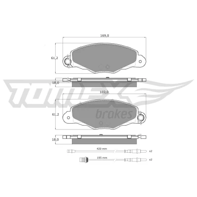 Immagine di TOMEX brakes TX 13 37 Kit pastiglie freno Assale anteriore con contatto segnalazione usura, segnalatore acustico usura CITROËN: XM II Hatchback