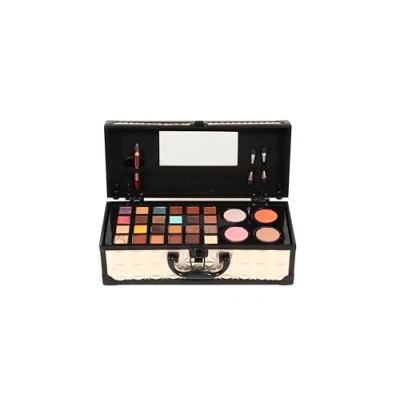Immagine di Mya Cosmetics Travel Baguette Valigetta trucco professionale 20 ombretti + 4 lucidalabbra cipria compatta matita per gli occhi pennello e applicatori