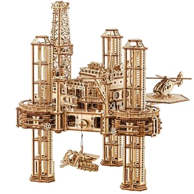 Immagine di Wood Trick puzzle 3D in legno per adulti e bambini da costruire, piattaforma mobile interattiva, modelli legno, ingegneria, progetti fai te, meccanici, 3D, kit