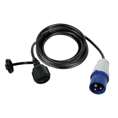 Immagine di Perel Cavo adattatore, H07RN F 3G2.5, 3 m, 16 A/230 V, 3680 W, CEE a tipo F, per uso interno ed esterno, gomma, blu
