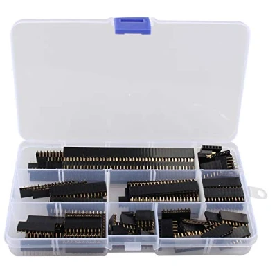 Immagine di HALJIA, 120 pezzi da 2,54 mm dritto singola fila impilabile femmina pin header strip, connettore Compatibile con Arduino (4 pin/6 pin/8 pin/10 pin/12 pin/16 pin/20 pin/40 pin)