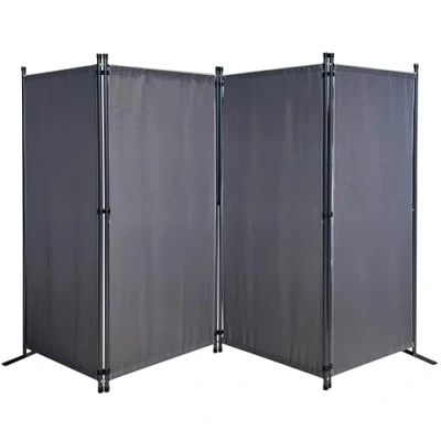 Immagine di QUICK STAR Paravento da Giardino 220 x 165 cm 4 parti pieghevole Divisorio in Tessuto Protezione della Privacy Grigio