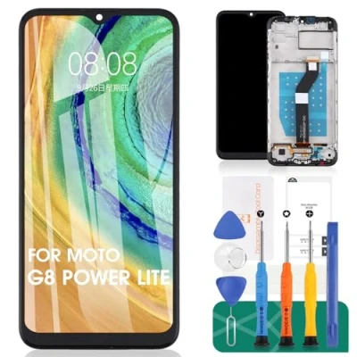 Immagine di Schermo LCD sostitutivo XT2055 2 Touch Digitizer per Motorola Moto G8 Power Lite (nero, con cornice, non Power)