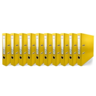 Immagine di Netuno 10 raccoglitori cartone ecologico riciclato giallo a 2 anelli A4 dorso 5 cm per ufficio scuola archivio faldoni portadocumenti