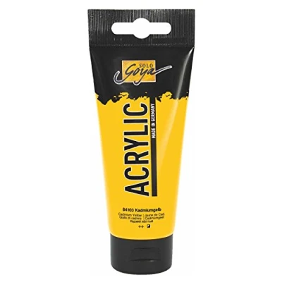 Immagine di Kreul 84103 Solo Goya Acrylic, Tubo Giallo cadmio, Pittura acrilica cremosa e Versatile in qualità da Studio, a Base d&#039;Acqua, ad Asciugatura Rapida Opaca, Colore Yellow, 100 ml,