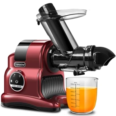 Immagine di AMZCHEF Estrattore Frutta e Verdura 80MM Grande Apertura per Intera Professionale con Modalità a 2 Velocità Funzione Inversa Rosso