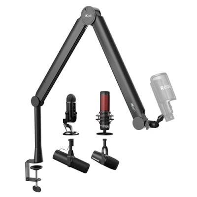 Immagine di IXTECH Braccio Microfono Asta Scrivania Regolabile Supporto da Tavolo per Blue Yeti Rode Shure Sm7b Hyperx Quadcast Pieghevole Girevole Gaming Streaming Podcasting