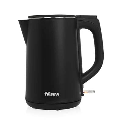 Immagine di Tristar Cool Touch WK 3404 Bollitore elettrico da 2200 Watt, 1,5 litri, a doppia parete, base Strix, elemento riscaldante nascosto