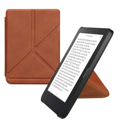 Immagine di kwmobile Custodia Pieghevole Origami Compatibile con Kobo Clara 2E Cover Magnetica Pelle PU eReader Stand marrone
