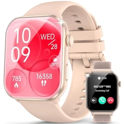 Immagine di Blackview Smartwatch Donna Uomo, Effettua e Risposta Chiamate,1,96&#039; Orologio Intelligente Fitness con Monitoraggio del Sonno/SpO2/800mAh/Contapassi/Cardiofrequenzimetro/Bussola per Android IOS