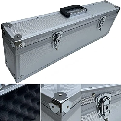 Immagine di ECI® valigetta in alluminio color argento con schiuma a cubetti, coperchio rimovibile, alluminio, cassetta degli attrezzi, 710 x 155 240 mm