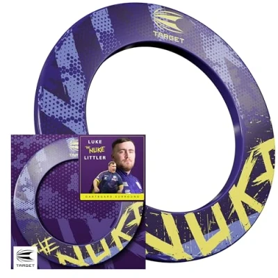 Immagine di Target Darts Luke Littler Dartboard Surround The Nuke Dart Board Protector Ring, compatibile con tutti i bersagli in acciaio, viola e giallo, anelli esterni di protezione da parete