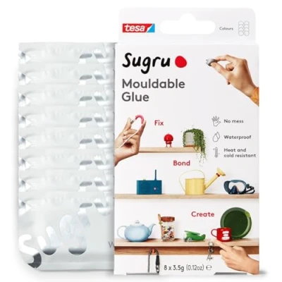 Immagine di Sugru by Tesa Colla multiuso modellabile per fissaggio e creazione creativa, bianco, confezione da 8