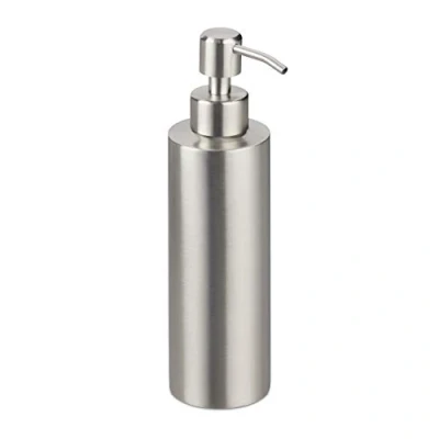 Immagine di Relaxdays Dispenser di Sapone, Erogatore Ricaricabile, Accessori Bagno, WC, Cucina, Acciaio Spazzolato, 300 ml, Argento, Inossidabile, 1 pz