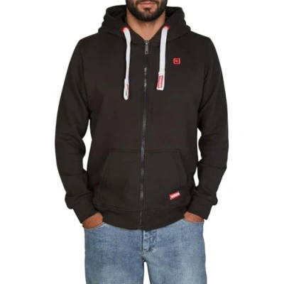 Immagine di riverso Felpa da Uomo con Cappuccio RIVNoah, Cerniera, in Tinta Unita, 60% Cotone, Grigio, Marrone, Verde, Rosso, Blu, Nero, S 5XL Black Formula Red (24002). XXXXXL
