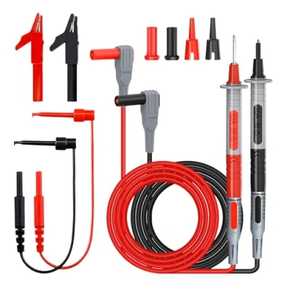 Immagine di Puntale Multimetro, 8 Pezzi Kit Puntali Tester per Da Test Pinze a Coccodrillo, Sonda Di Prova E Stantuffo Mini Anci, Multimeter Leads