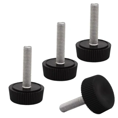 Immagine di SKIR&#039;CO 4 piedini di livellamento per mobili, M5 x 20 mm, gambe rotonde regolabili in metallo, stelo filettato M5, piedino livellatore