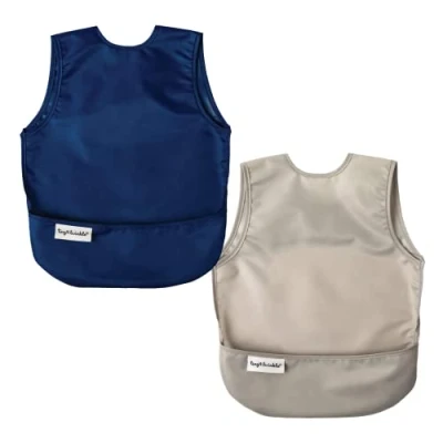 Immagine di Tiny Twinkle AB2 P3_02 Bavaglino grembiule per bambini impermeabile smanicato, con tasca, richiudibile, da viaggio, 2 4 anni bavaglini Grigio/Blu