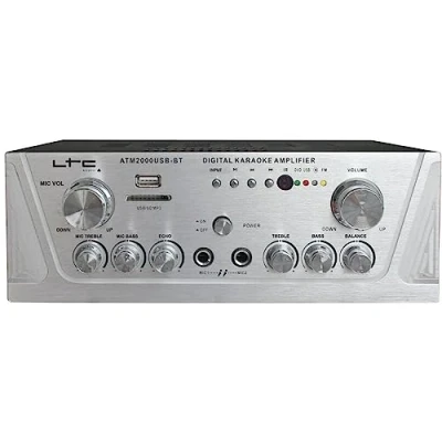 Immagine di ATM2000USB BT LTC Amplificatore stereo 2 x 50W USB, SD e Bluetooth Argento