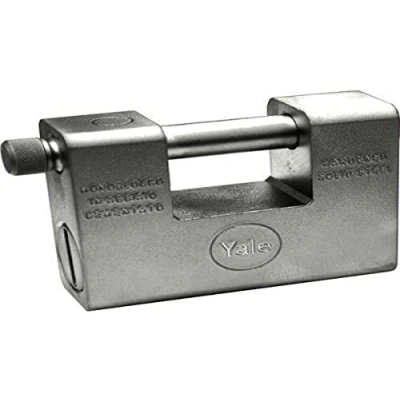 Immagine di YALE Lucchetto blindato in acciaio inossidabile Y1100025080X, larghezza corpo 85 mm, gancio cementato temprato da 18 fornito con 3 chiavi