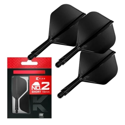 Immagine di Target Darts K Flex Integrated Dart Flight And Shaft, N. 2 Nero (Corto) Confezione da 3 2, voli per Freccette di precisione in 1 e Stelo