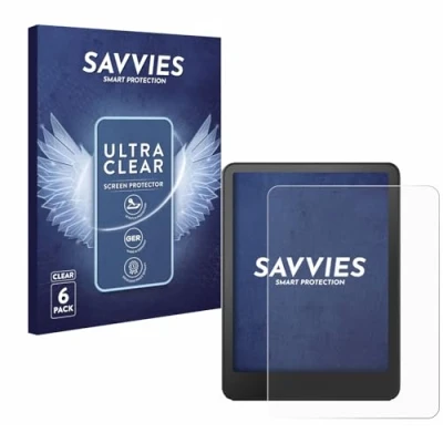Immagine di savvies (6 Pezzi Pellicola Protettiva per Amazon Kindle Paperwhite 2024 (12. Gen.) Protezione Schermo Trasparente