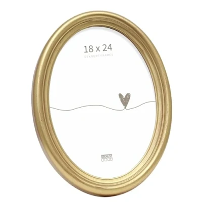 Immagine di Deknudt Frames S100A3 Cornice portafoto Ovale, in Resina, 18 x 24 cm, Colore: Oro