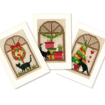 Immagine di Vervaco incarnazione Kit per Punto Croce numerato: Biglietti: Atmosfera Natalizia: Set di 3, Altro, N, 10.5 x 15cm