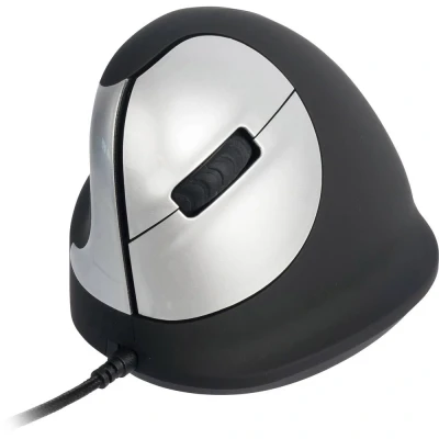 Immagine di R GO Tools RGOHELE Mouse Ergonomico USB Taglia: M Ottico Nero, Argento 4 Tasti 1750 dpi