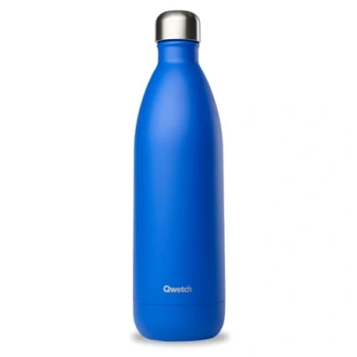 Immagine di Qwetch Bottiglia termica blu Majorelle 1L Borraccia Nomade in acciaio inox 24 ore freddo e 12 caldo impermeabile, senza BPA riutilizzabile