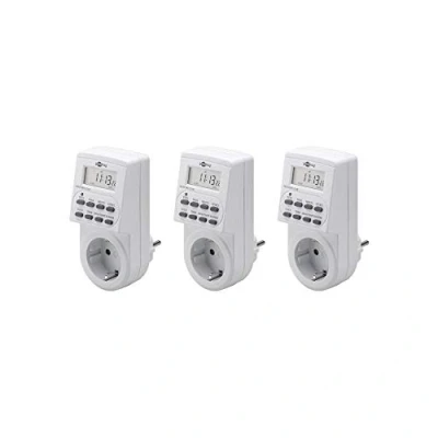 Immagine di Goobay 55544 Timer digitale per interni Silenzioso Programmabile 10 programmi di commutazione Batteria riserva 4 giorni Set 3 Versione Tedesca