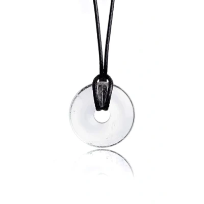 Immagine di PURAJA Collana in Pietre Preziose Ciondolo Donut Vera Pietra Naturale con Pendente di Cristallo Cordoncino incluso Premium Curative