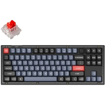 Immagine di Keychron V3 QMK/VIA Tastiera meccanica con knob, Hot Swappable, 80% Layout, Custom Programmable Macro, 1000 Hz, K Pro Red Switch, retroilluminata RGB, PBT Keycaps per Mac Windows
