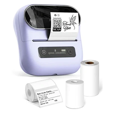 Immagine di Phomemo M220 Stampante per etichette Bluetooth codici a barre, indirizzo, casa, spedizione, piccole imprese, abbigliamento, etichettatrice portatile PL con 3 rotoli di