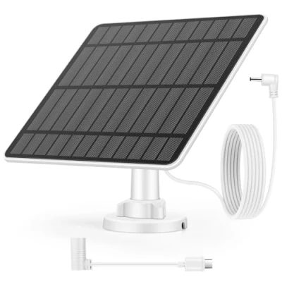 Immagine di Weinsamkeit 5W Pannello Solare per Telecamera Sorveglianza Esterna, Compatibile con Stick Up Cam Batteria/Spotlight Pro, Adattatore da Spina Barile a USB C, Cavo 4M, Impermeabile IP65
