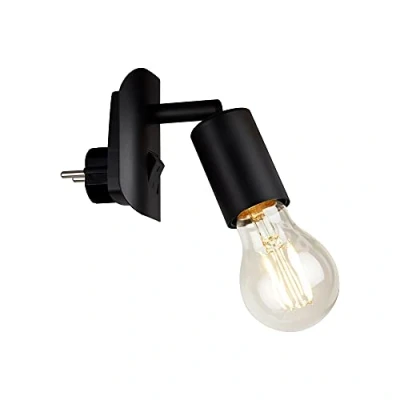 Immagine di Briloner Leuchten 2602 015 Lampada a spina, 1 lampadina E27, max. 25 Watt, interruttore on/off, in metallo, 95 x 67 78 mm (L P A), colore: Nero