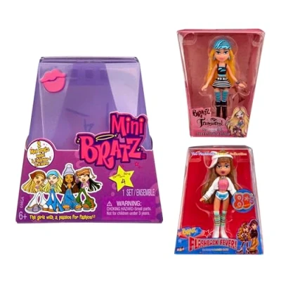 Immagine di MGA&#039;s Miniverse Mini Bratz Serie 4. 4 Personaggi da Collezione. 2 in Ogni Confezione. La Confezione si Trasforma un Espositore. Y2K Nostalgia per Bambini e Collezionisti. Età 6+