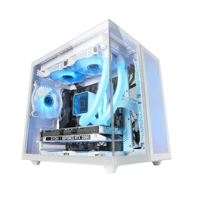 Immagine di Mars Gaming MC NOVAM, Case Compatto Custom MicroATX, Vetro Temperato Continuo Doppia Finestra, Telaio Modulare Camera, Griglia Frontale, Supporto Raffreddamento Liquido, Connettore USB C,Bianco