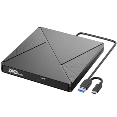 Immagine di Umaniy Lettore DVD CD Esterno per PC Portatile, Masterizzatore CD/DVD +/ RW Drive ROM Unità Esterne Windows 11/10/8.1/7/XP/Vista/Linux/MacOS/Linux/Laptop/Desktop